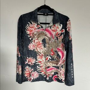 Bogner Women's Navy Blue Floral Top